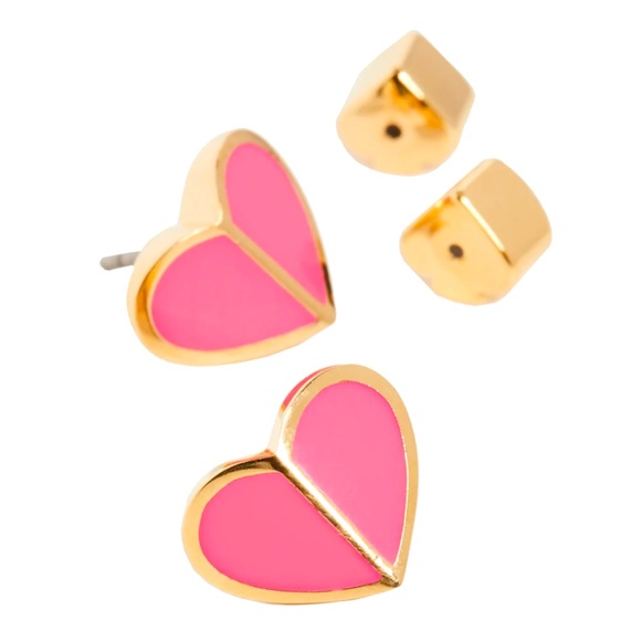 NWT Kate Spade Heritage Spade Heart Stud Earrings in Flamingo Pink Valentine’s - Picture 1 of 6